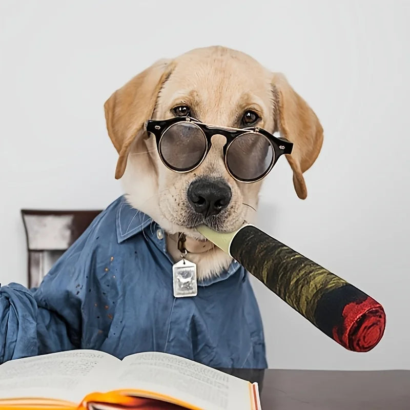 Dog Sound-Making Plush Grinding Teeth Toy Simulated Cigar Plush Pet Boredom-Relieving Toy for All Breeds' Dental Development