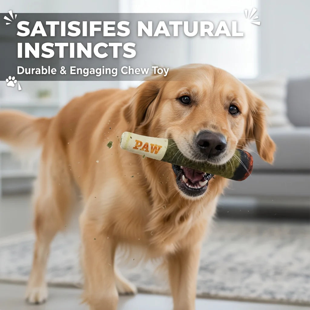 Dog Sound-Making Plush Grinding Teeth Toy Simulated Cigar Plush Pet Boredom-Relieving Toy for All Breeds' Dental Development