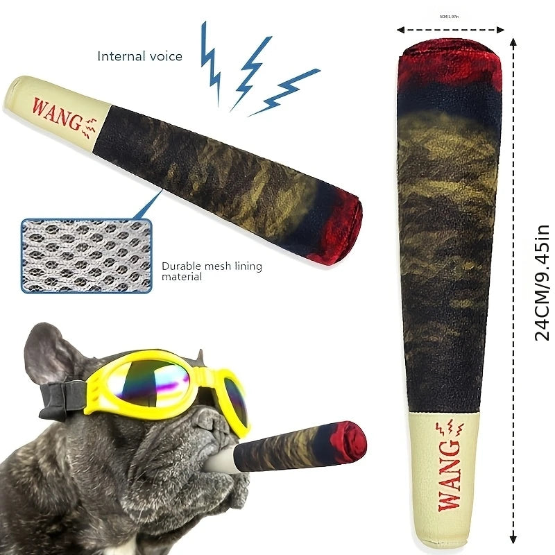 Dog Sound-Making Plush Grinding Teeth Toy Simulated Cigar Plush Pet Boredom-Relieving Toy for All Breeds' Dental Development
