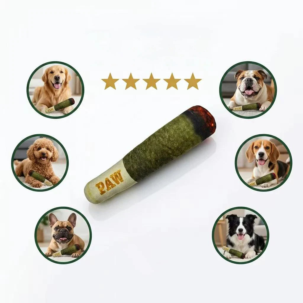 Dog Sound-Making Plush Grinding Teeth Toy Simulated Cigar Plush Pet Boredom-Relieving Toy for All Breeds' Dental Development