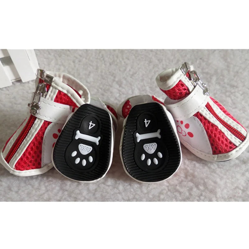 4pcs/set Pet Dog Shoes Breathable Pet Shoes Mesh Casual Shoes Anti-slip Boots for Puppy Small Dog Pet shoes socks footware