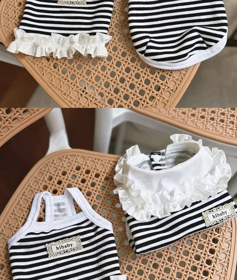 Pet Summer Clothes Pet Couple Striped Shirt Pet Tank Top Dog Cat Universal Knitted Teddy Shirt Puppy Clothing Dog Cooling Vest