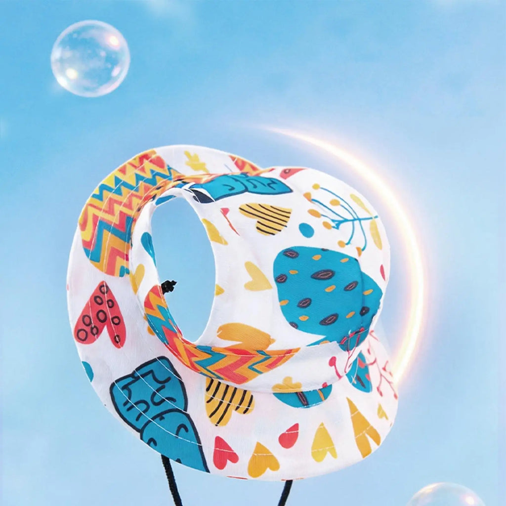 Pet Sun Hat for Cats Breathable Round Brim Ear Holes Sunlight Blocking Caps Dog Summer Outdoor Photography Holiday Beach