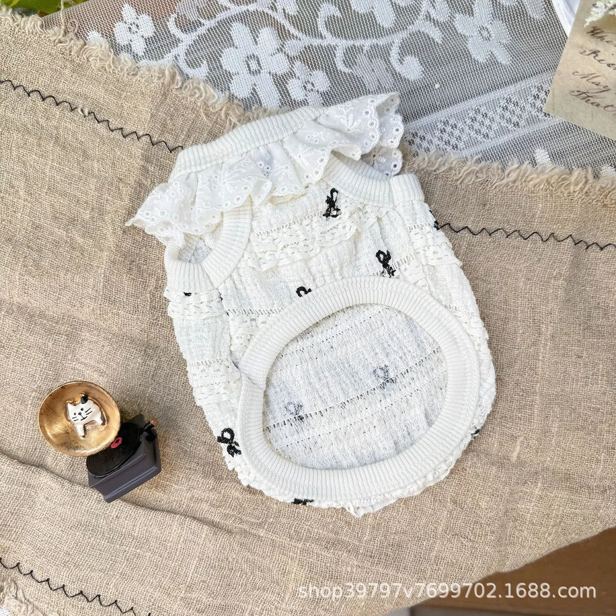 Pet Spring/Summer Breathable Cake Skirt Lace Vest Pet Cat Top Strap Puppy Clothes Dog Clothes for Small Dogs
