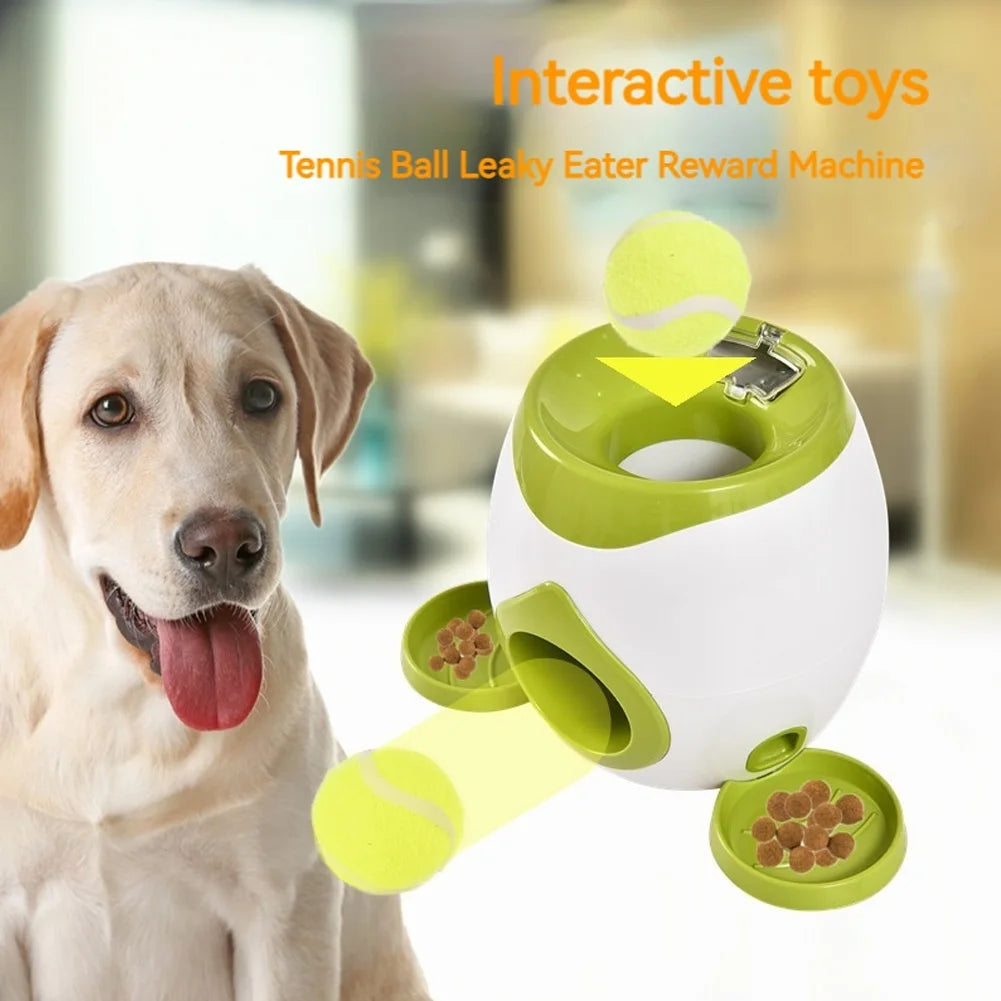 Automatic Dog Ball Launcher Dog Tennis Food Reward Machine Interactive Dog Ball Thrower Mental Stimulation Dog Toys with 2 Balls
