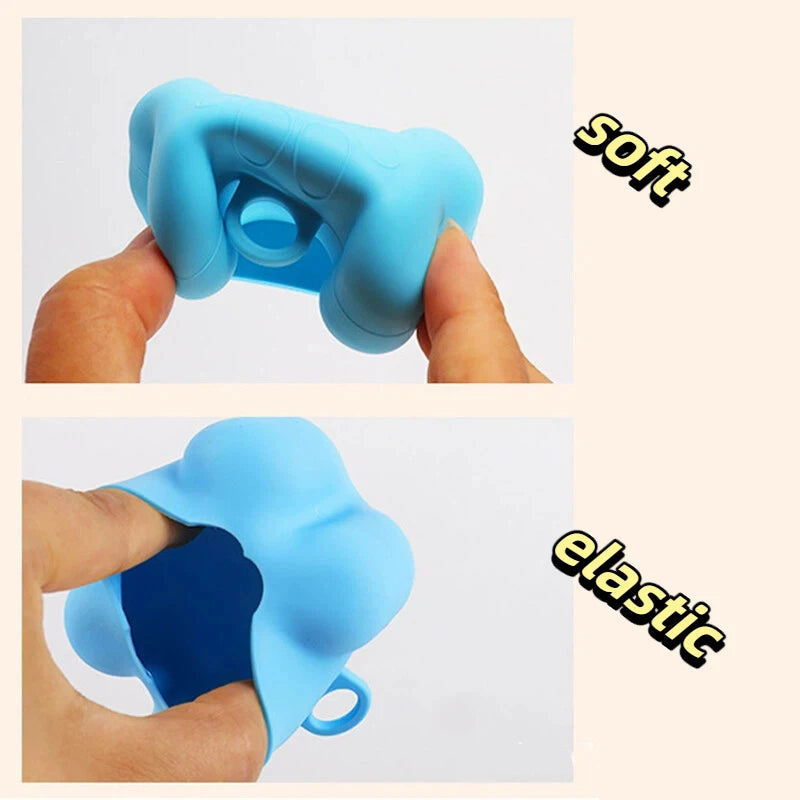 Bone Shaped Silicone Pet Garbage Bag Dispenser Portable Dog Poop Bag Holder Outdoor Animal Waste Collection Pouch Pet Supplies