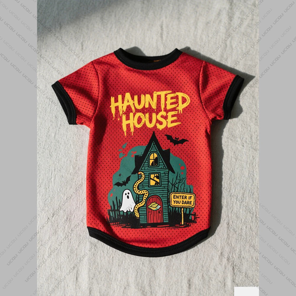 2025 Halloween Pet Cat And Dog Costumes Terrifying Personality Patterns Dog T-shirt Exclusive Halloween Props For Cute Pets