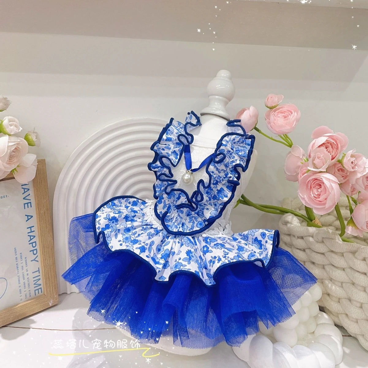 Pet Spring Lace Dress Pet Yorkshire Teddy Cat Puff Skirt Puppy Dog Dresses for Small Dogs Puppy Clothes
