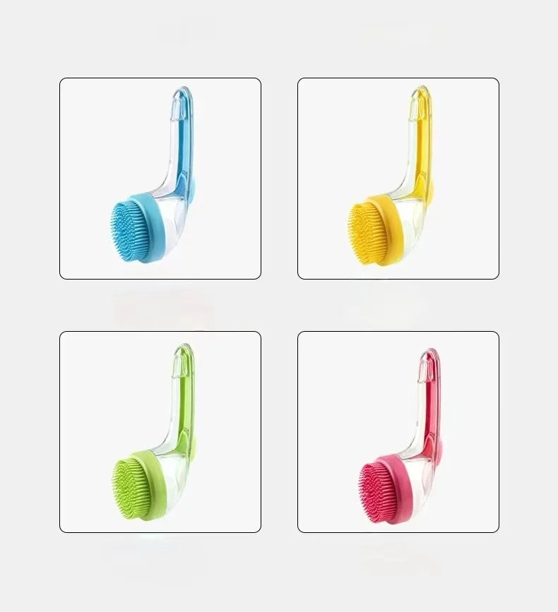 1pc Pet Bath Brush Soft Silicone Long Handle With Shampoo Dispenser Gentle Massage for Grooming and Cleaning Fur And Hair