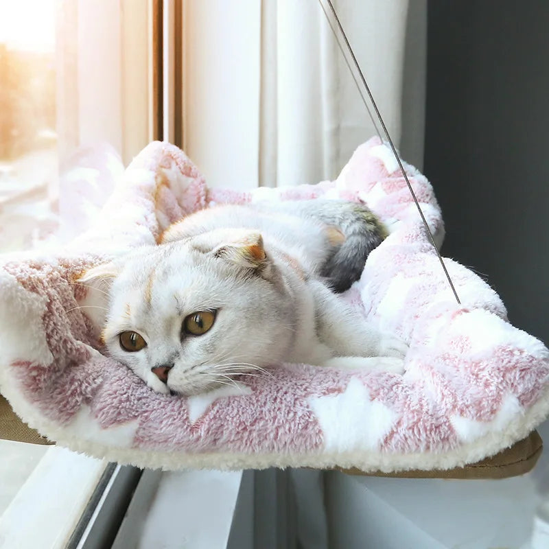 Upgraded New Pet Cat Hammock Hanging Cat Bed Bearing 20 Kg Comfortable Sunny Window Seat Kitten Rock Climbing Frame Pet Supplies
