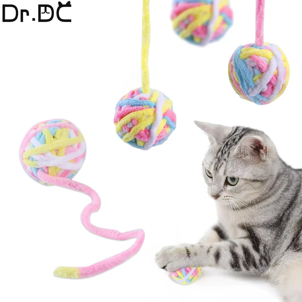 Dr.DC Pet Cat Toys Are Self Entertaining Chew and Tease Cats Toy Balls Colored Wool Dog Supplies Fidget Toy for Cats Accessories