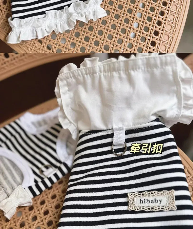 Pet Summer Clothes Pet Couple Striped Shirt Pet Tank Top Dog Cat Universal Knitted Teddy Shirt Puppy Clothing Dog Cooling Vest