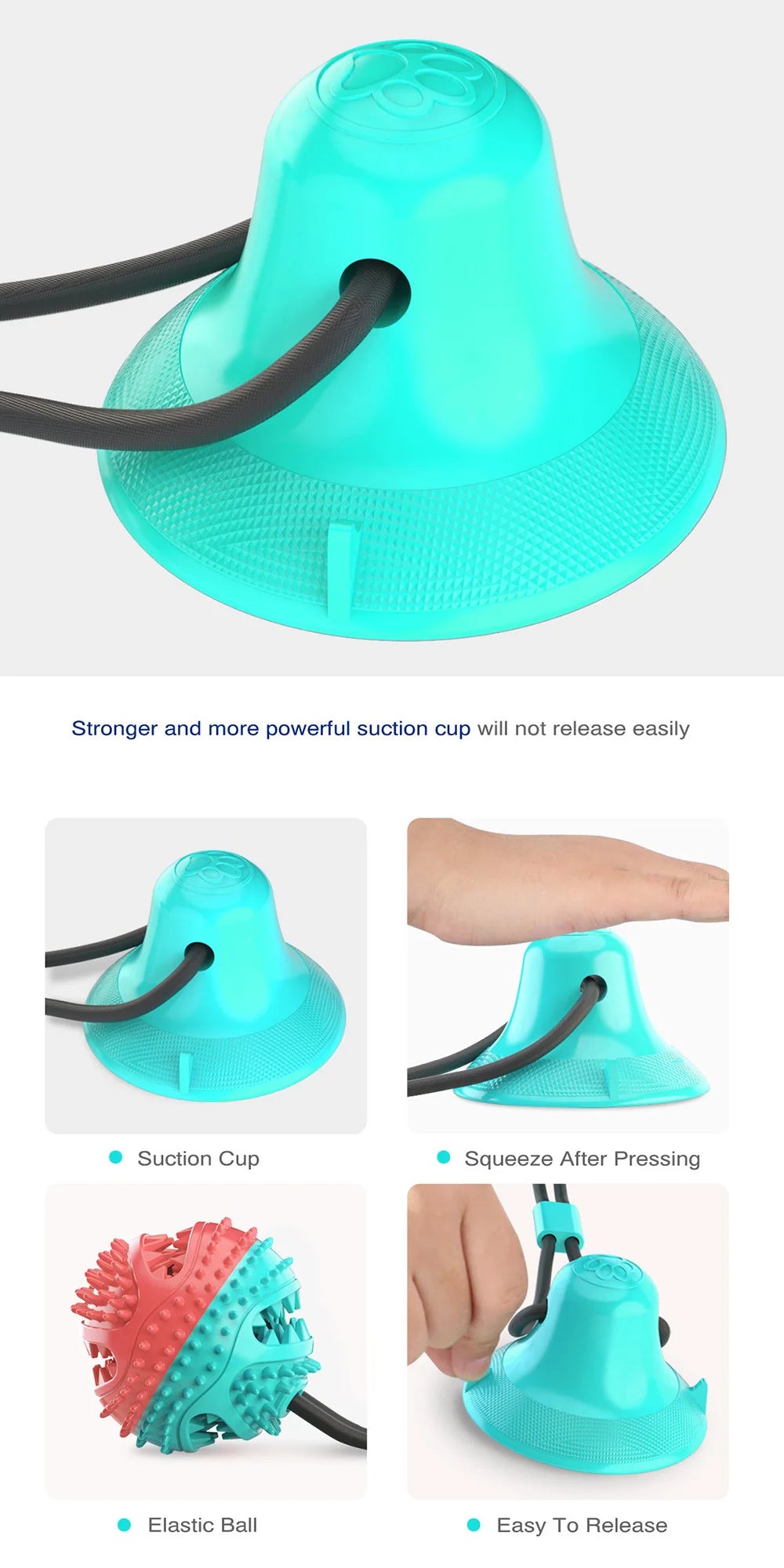 Dogs Food Toys Silicon Suction Cup Tug Interactive Dog Ball Toy For Pet Chew Bite Tooth Cleaning Toothbrush Feeding Pet Supplies