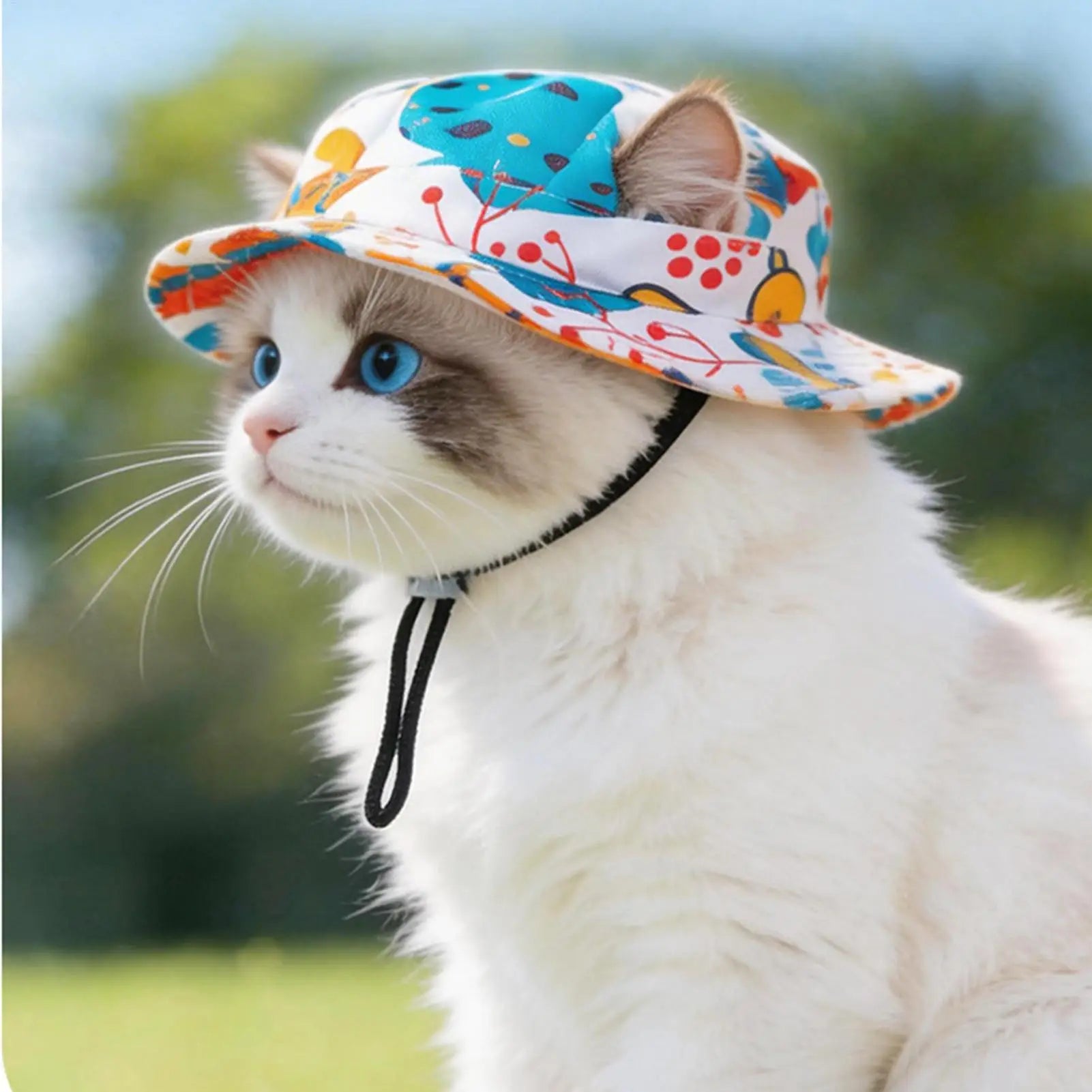 Pet Sun Hat for Cats Breathable Round Brim Ear Holes Sunlight Blocking Caps Dog Summer Outdoor Photography Holiday Beach
