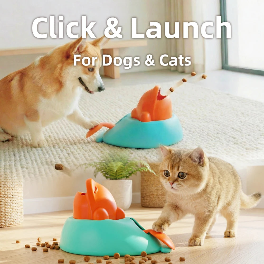 Dog Toy Treat Dispenser Interactive Puppy Launcher Cute Whale Shape Slow Feeder IQ Puzzle Training Toys for Small Large Dogs Cat