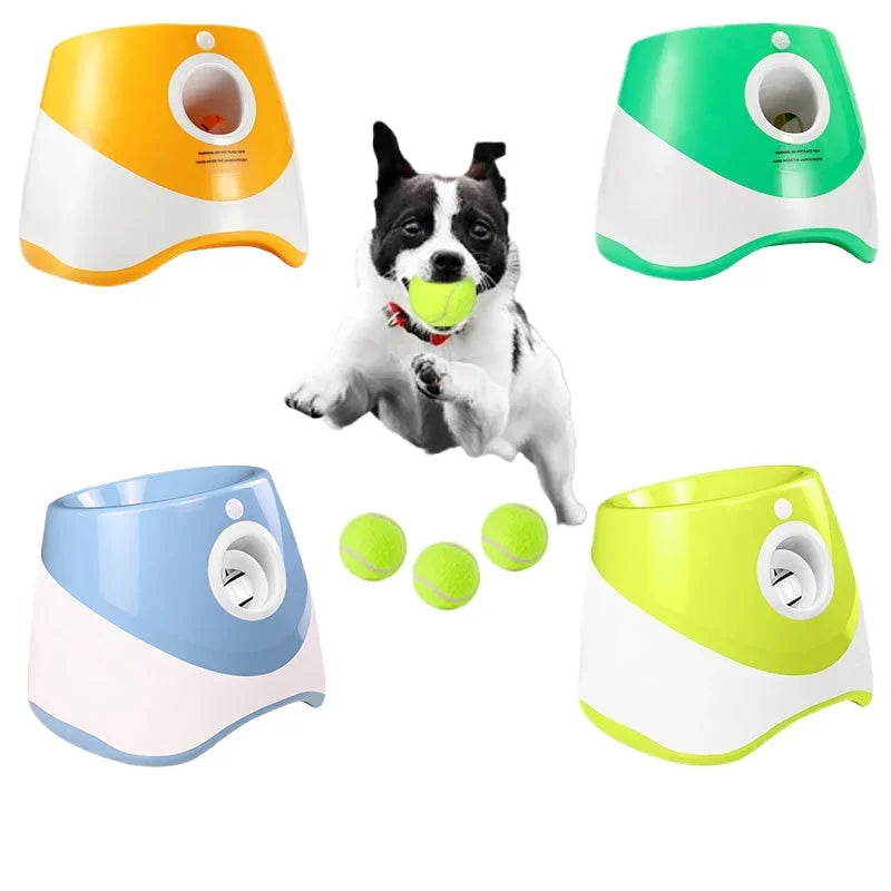 Dog Tennis Launcher Automatic Pet Dogs Chase Toy Mini Tennis Throwing Pinball Machine Fun Interactive Throw Rechargable Catapult