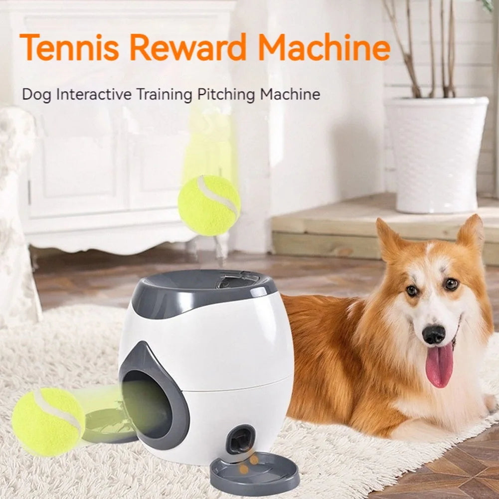 Automatic Dog Ball Launcher Dog Tennis Food Reward Machine Interactive Dog Ball Thrower Mental Stimulation Dog Toys with 2 Balls