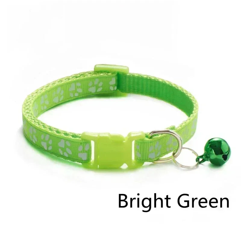Cat Dog Universal Collar Adjustable footprint Pet Collar with Bell and PP Material Separator Reflecting Safety Bucket Solid Safe
