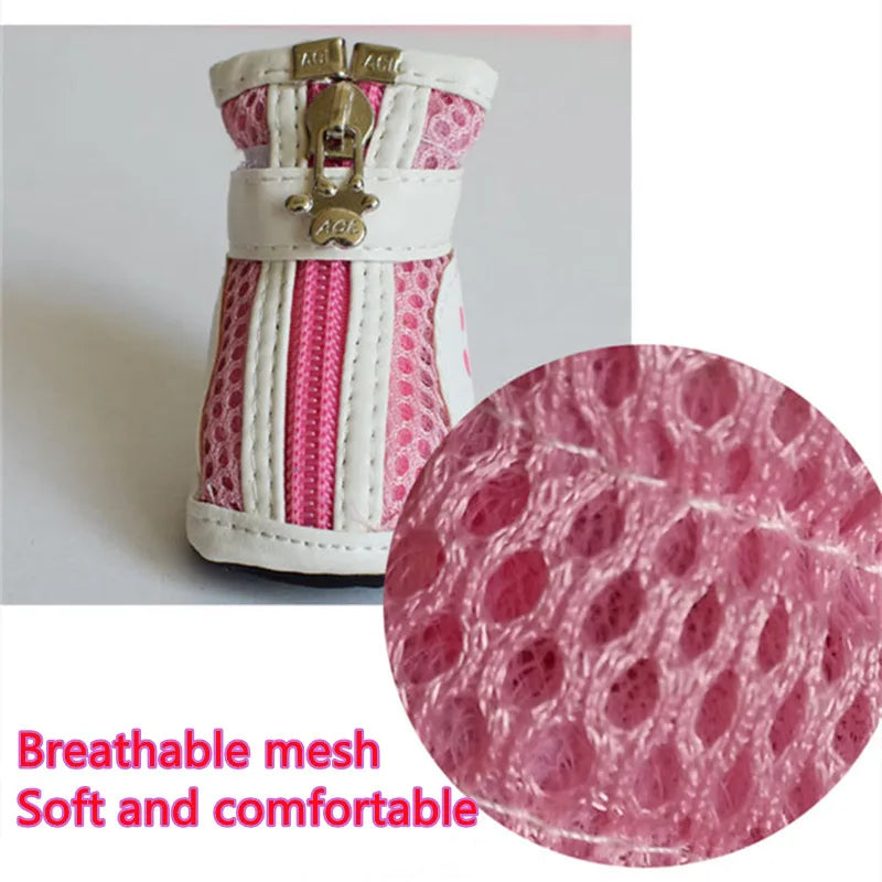 4pcs/set Pet Dog Shoes Breathable Pet Shoes Mesh Casual Shoes Anti-slip Boots for Puppy Small Dog Pet shoes socks footware