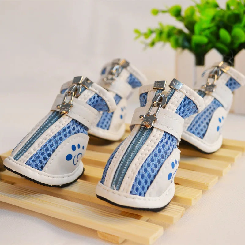 4pcs/set Pet Dog Shoes Breathable Pet Shoes Mesh Casual Shoes Anti-slip Boots for Puppy Small Dog Pet shoes socks footware