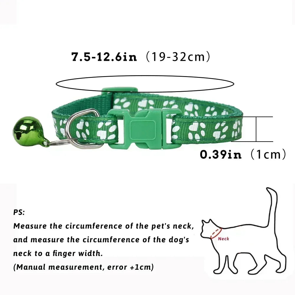 Cat Dog Universal Collar Adjustable footprint Pet Collar with Bell and PP Material Separator Reflecting Safety Bucket Solid Safe