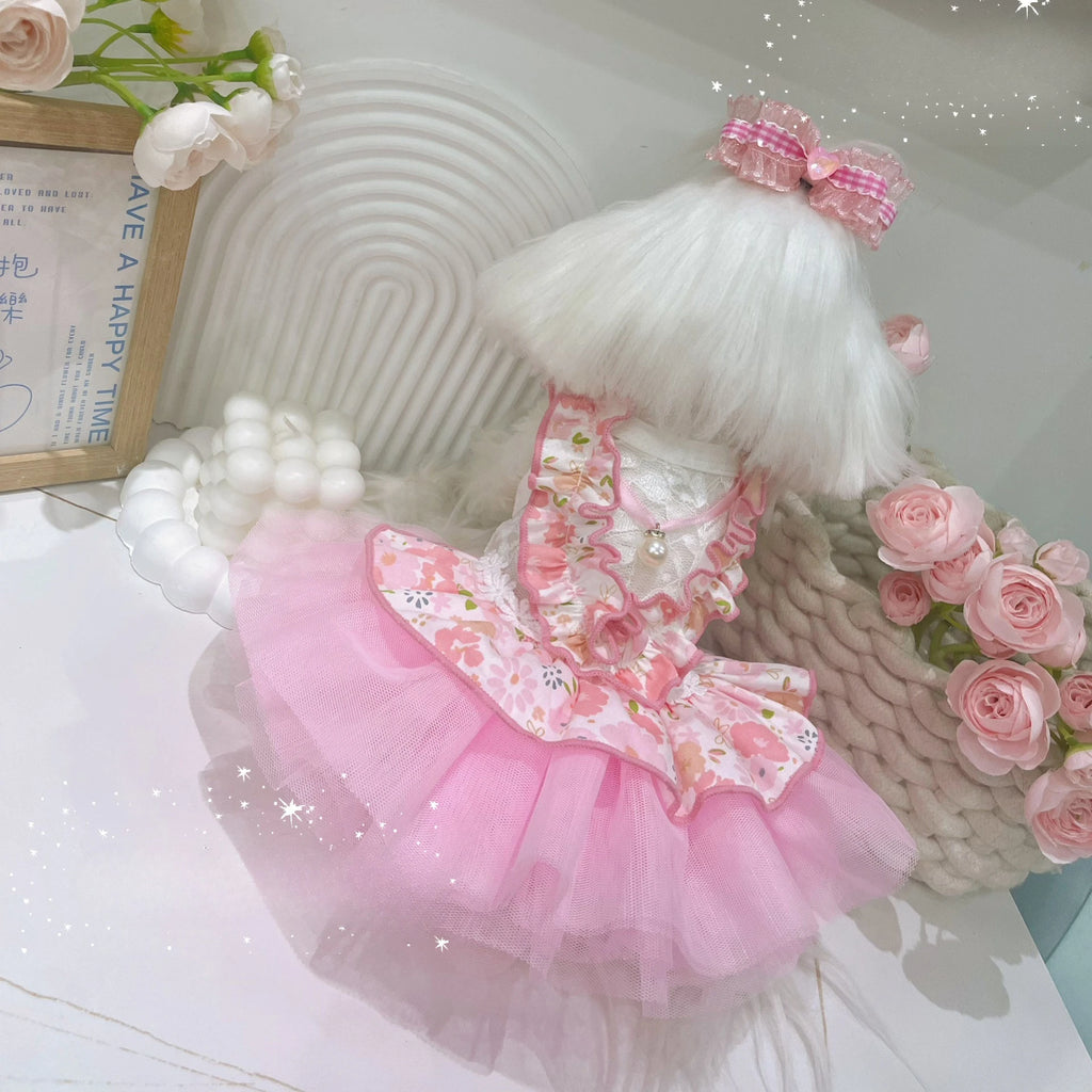 Pet Spring Lace Dress Pet Yorkshire Teddy Cat Puff Skirt Puppy Dog Dresses for Small Dogs Puppy Clothes