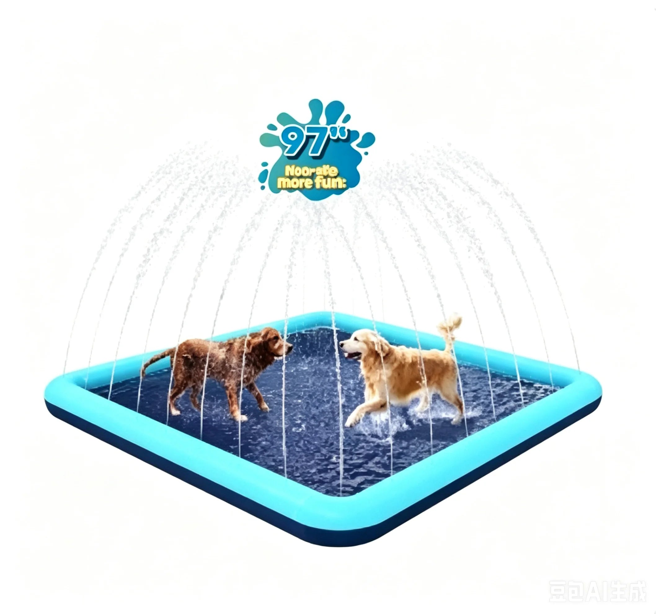 60-97'' Winter and Summer Outdoor and Indoor Dog Shower Playpool Inflatable Sprinkler Pad Pet Fountain Foldable Pad Dog Shower
