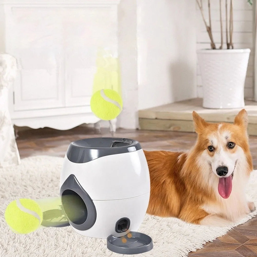 Automatic Dog Ball Launcher Dog Tennis Food Reward Machine Interactive Dog Ball Thrower Mental Stimulation Dog Toys with 2 Balls