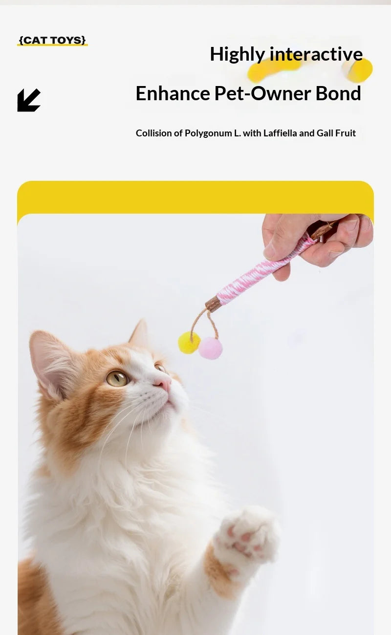 Pet Cat Toys: Self-Amusing, Boredom-Relieving, Valerian Catnip Ball Chew Stick, Jute Ball Pet Toy Supplies