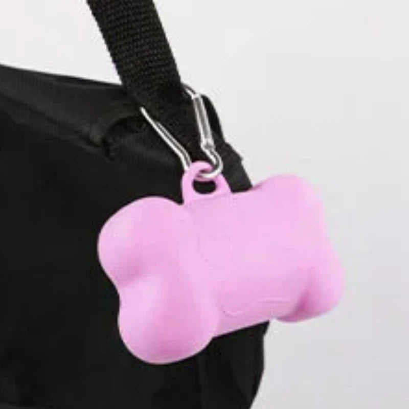 Bone Shaped Silicone Pet Garbage Bag Dispenser Portable Dog Poop Bag Holder Outdoor Animal Waste Collection Pouch Pet Supplies
