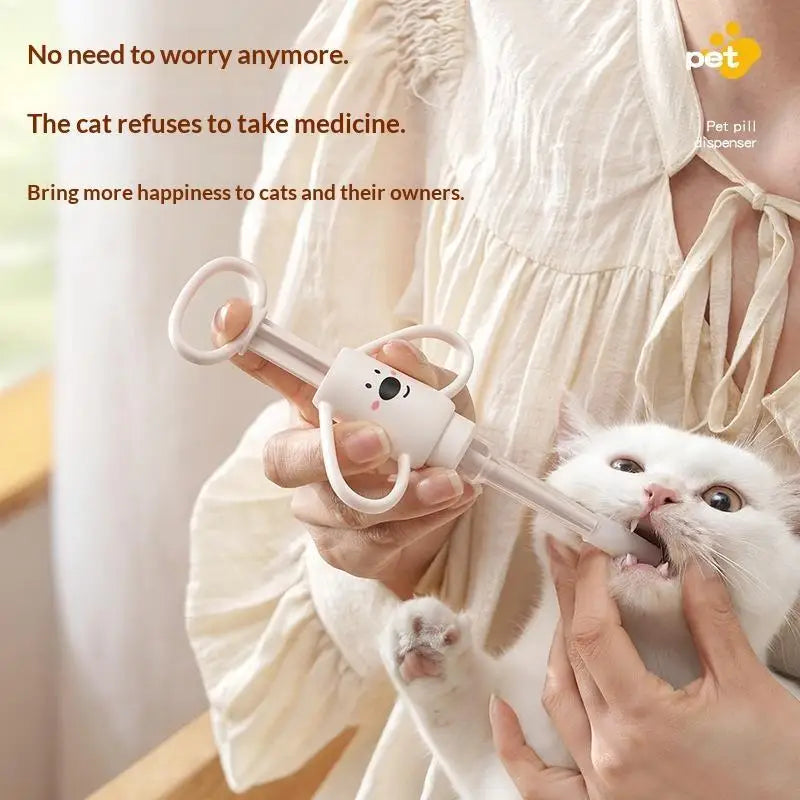 Cute Pet Dispenser With Soft Silicone Tip Easy Grip Handle For Feeding Medicine To Pet Cats Dogs Small Pets At Home