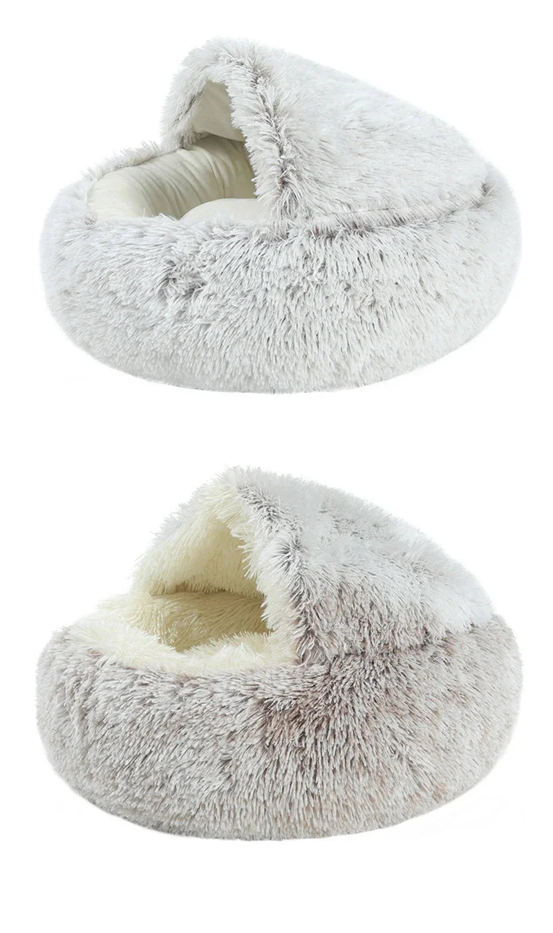 Cat Dog  Bed Pet Mattress Sleeping Warm Soft Plush Pet Bed with Cover Round  Nest Cave for Small Dogs kitten