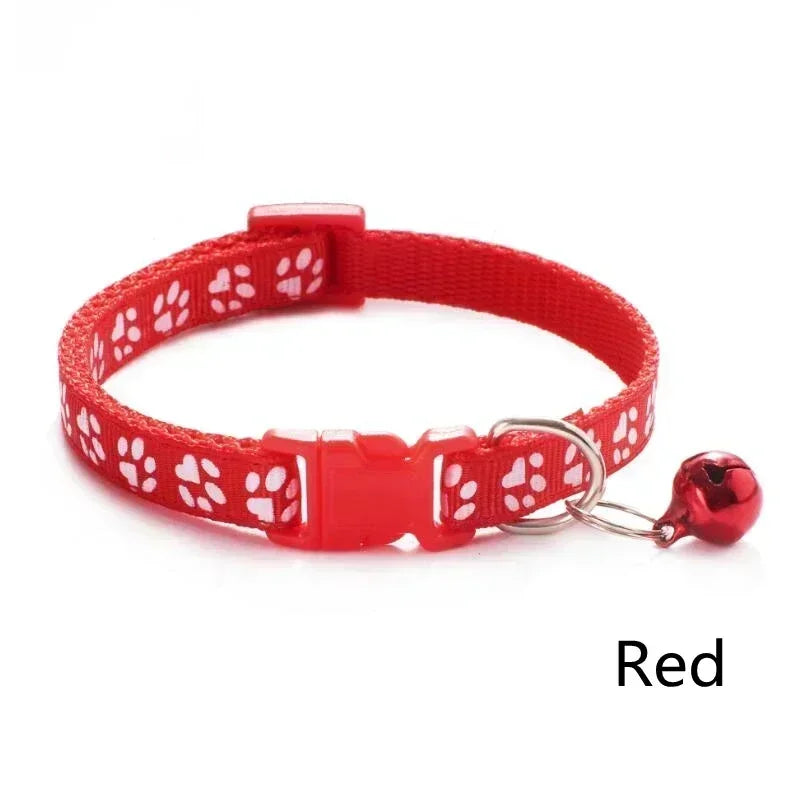 Cat Dog Universal Collar Adjustable footprint Pet Collar with Bell and PP Material Separator Reflecting Safety Bucket Solid Safe