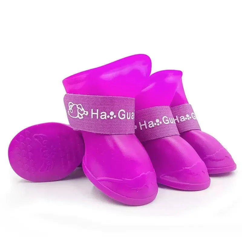 4Pcs Pet Silicone Rain Shoes Anti-Dirty Non-Slip Waterproof Dog Shoes Soft Bottom Footwear Small Dogs Cats Teddy Shoes