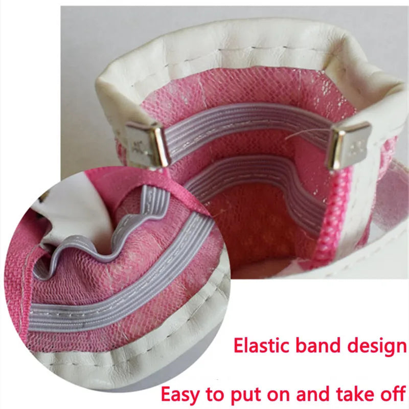 4pcs/set Pet Dog Shoes Breathable Pet Shoes Mesh Casual Shoes Anti-slip Boots for Puppy Small Dog Pet shoes socks footware