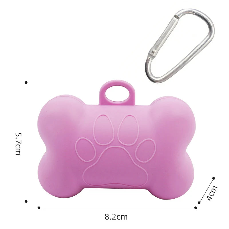 Bone Shaped Silicone Pet Garbage Bag Dispenser Portable Dog Poop Bag Holder Outdoor Animal Waste Collection Pouch Pet Supplies