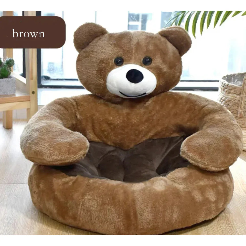 Cute Bear Sofa,Semi-Enclosed Bear Pet Dog Bed Ultra Soft Cat Bed Detachable Plush Puppy Bed Winter Warm Sleeping Bed Mat