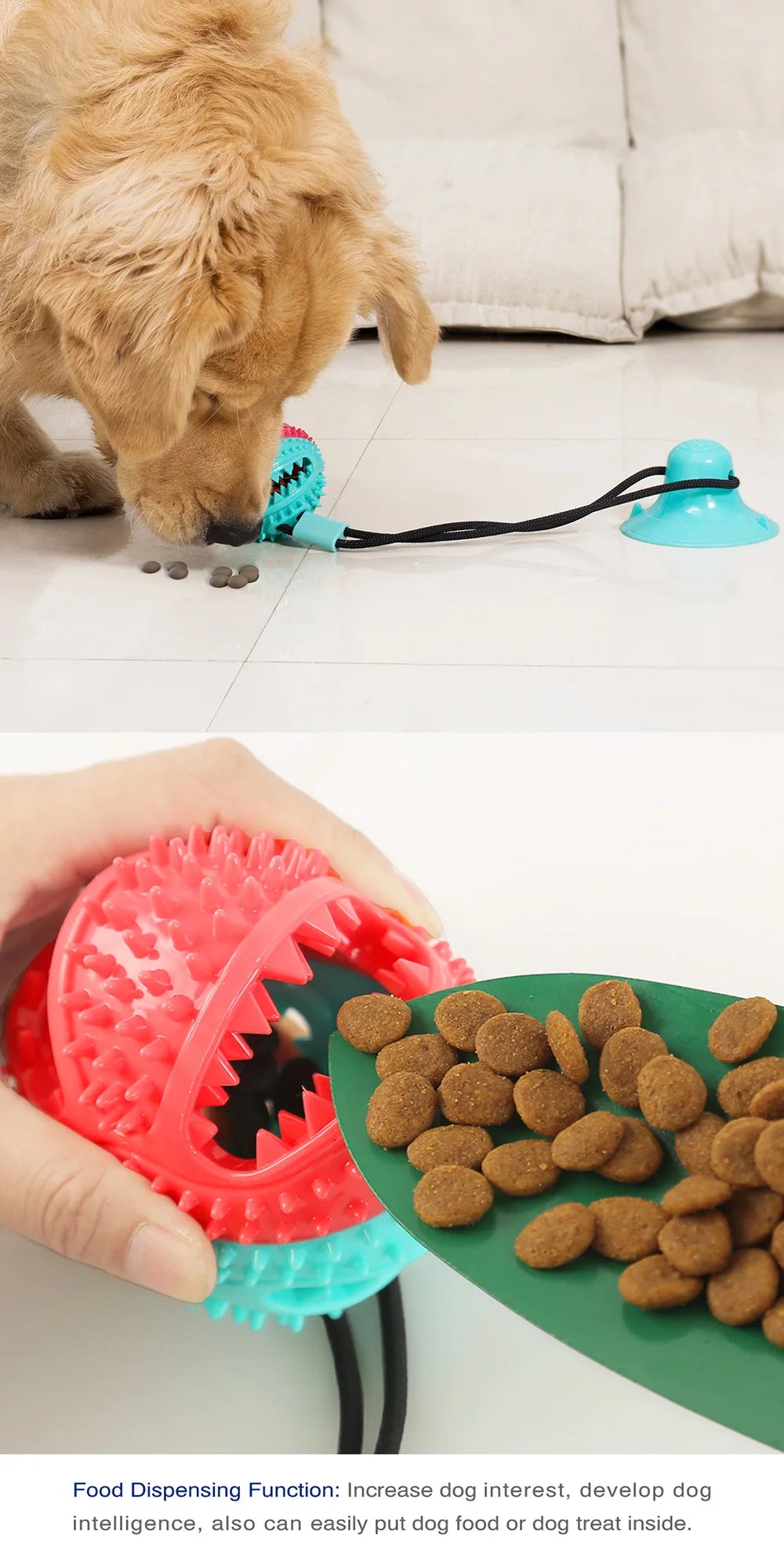 Dogs Food Toys Silicon Suction Cup Tug Interactive Dog Ball Toy For Pet Chew Bite Tooth Cleaning Toothbrush Feeding Pet Supplies