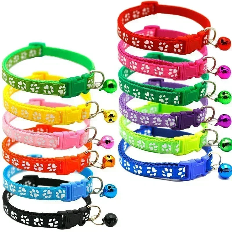 Cat Dog Universal Collar Adjustable footprint Pet Collar with Bell and PP Material Separator Reflecting Safety Bucket Solid Safe