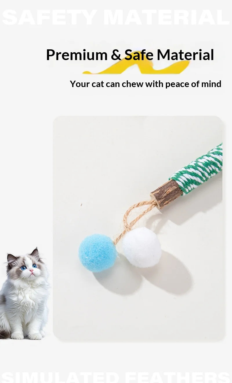 Pet Cat Toys: Self-Amusing, Boredom-Relieving, Valerian Catnip Ball Chew Stick, Jute Ball Pet Toy Supplies