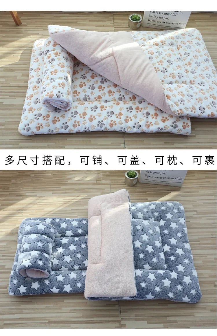 Double-sided Pet Mat Mats Short Plush Pet Sleeping Bed for Cats Small Dogs Cute Pet Pad Blanket Warm Kitten Cushion Cat Sofa Bed