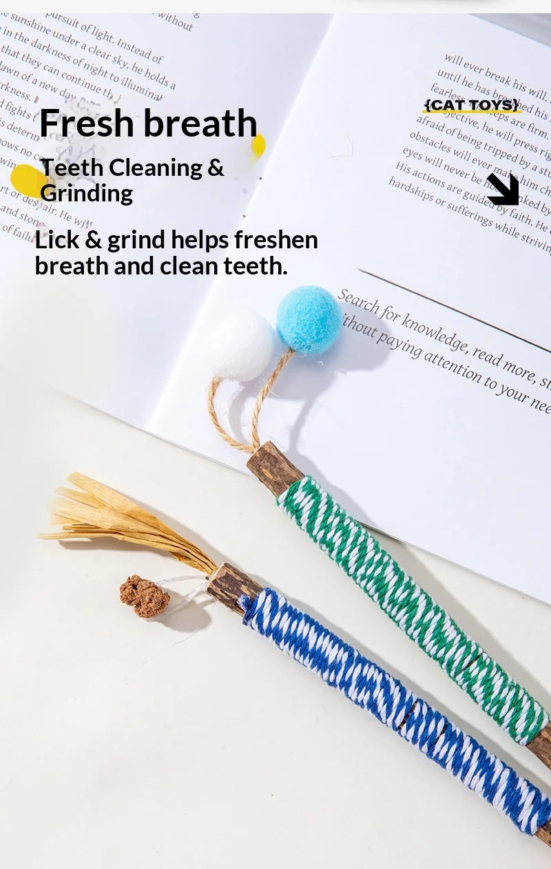 Pet Cat Toys: Self-Amusing, Boredom-Relieving, Valerian Catnip Ball Chew Stick, Jute Ball Pet Toy Supplies