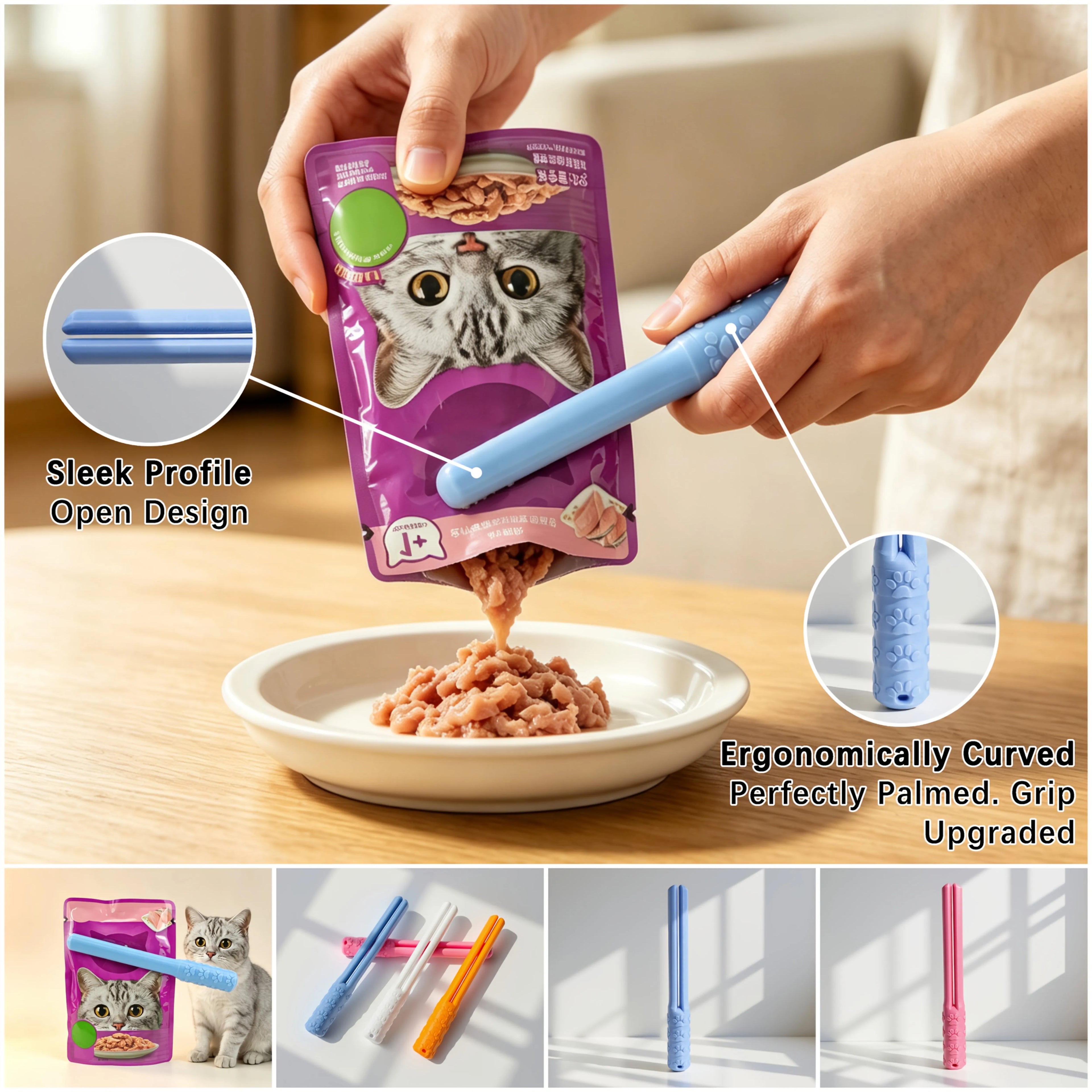 2026 New Pet Wet Food Squeezer Portable Cat Dog Wet Meal Pack Squeezing Tool Protective Nails Easy Clean Durable Squeeze Device