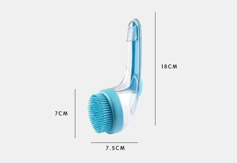 1pc Pet Bath Brush Soft Silicone Long Handle With Shampoo Dispenser Gentle Massage for Grooming and Cleaning Fur And Hair