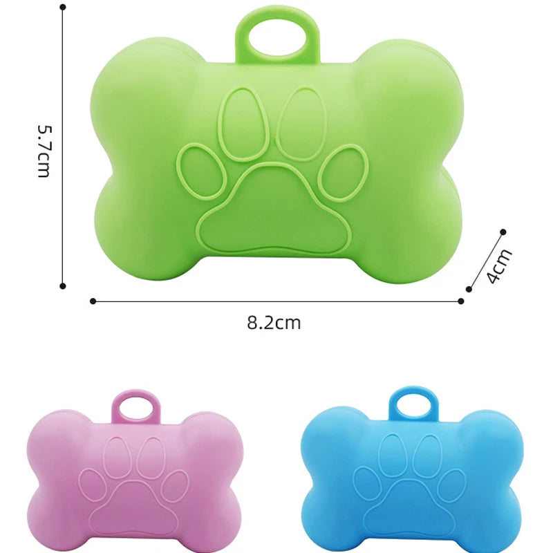 Bone Shaped Silicone Pet Garbage Bag Dispenser Portable Dog Poop Bag Holder Outdoor Animal Waste Collection Pouch Pet Supplies