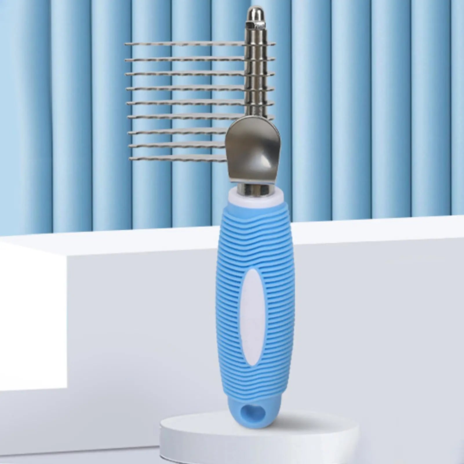 Dematting Comb for Dogs & Cats – Ergonomic Gentle Metal Hair Brush, Undercoat Detangling Comb for Puppy Kitten