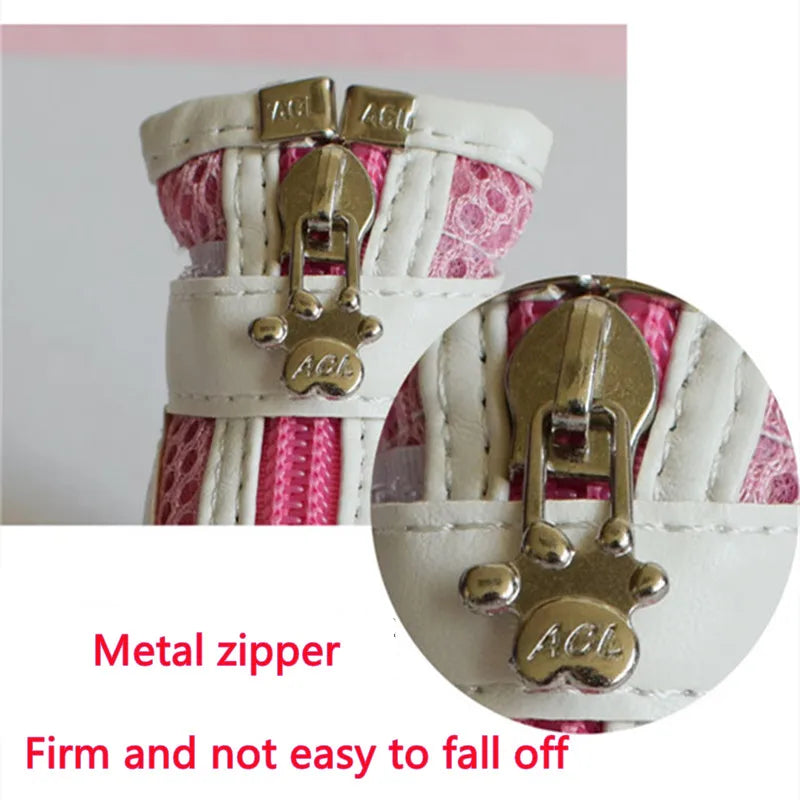 4pcs/set Pet Dog Shoes Breathable Pet Shoes Mesh Casual Shoes Anti-slip Boots for Puppy Small Dog Pet shoes socks footware