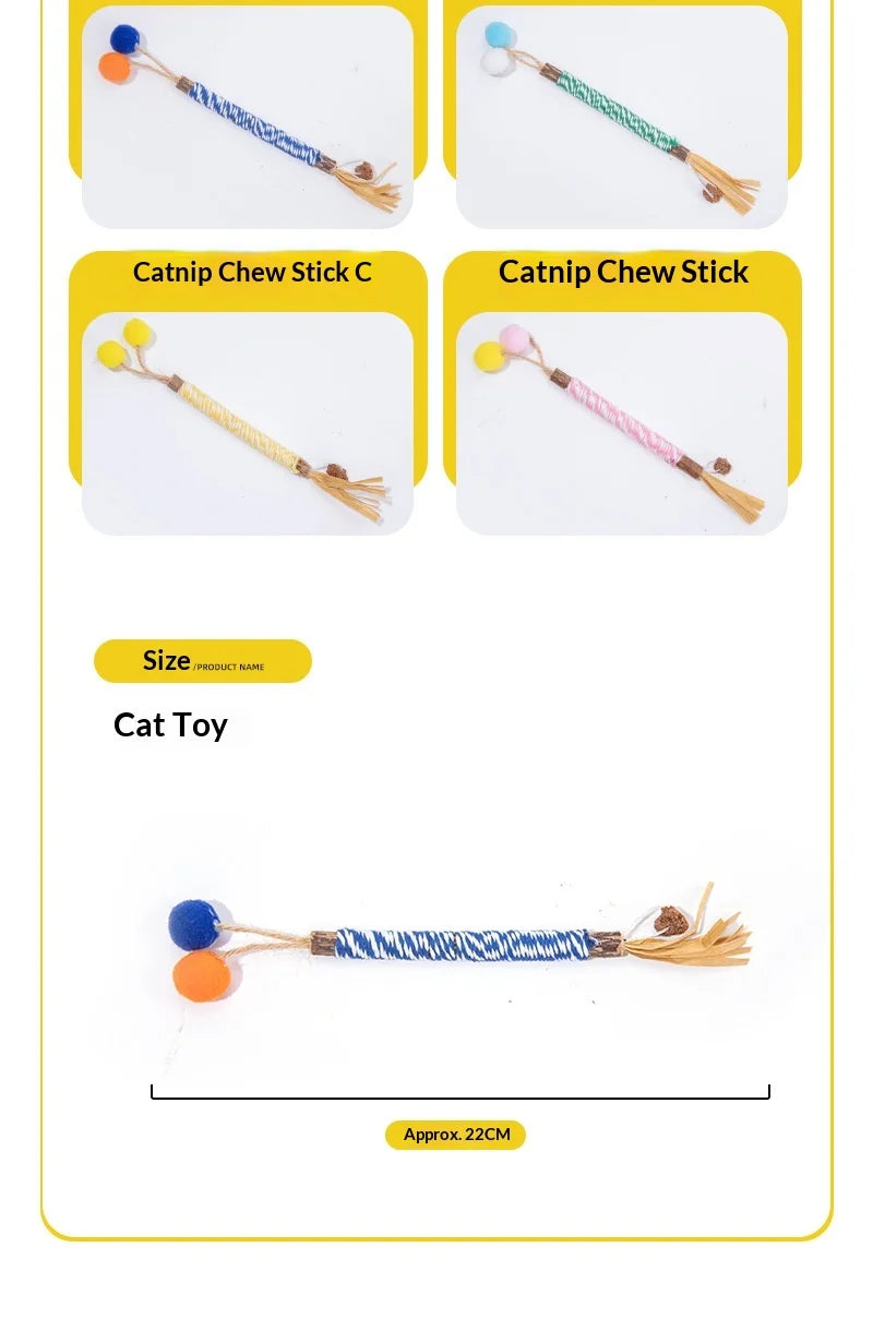 Pet Cat Toys: Self-Amusing, Boredom-Relieving, Valerian Catnip Ball Chew Stick, Jute Ball Pet Toy Supplies
