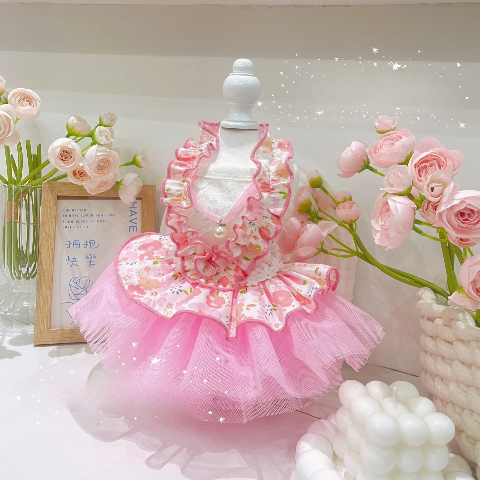 Pet Spring Lace Dress Pet Yorkshire Teddy Cat Puff Skirt Puppy Dog Dresses for Small Dogs Puppy Clothes