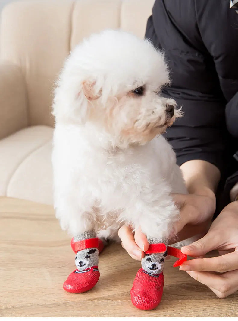 Pet Dog Shoes Waterproof Warm Dog Boots Non Slip Paw Protector Shoes for Small Dogs Cats Outdoor Walking Daily Wear Pet Footwear